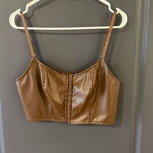 Brown Faux Leather Top